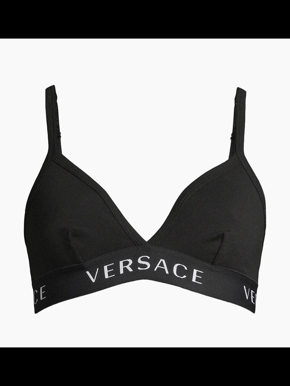 Versace Black Logo Elastic Triangle Bralette